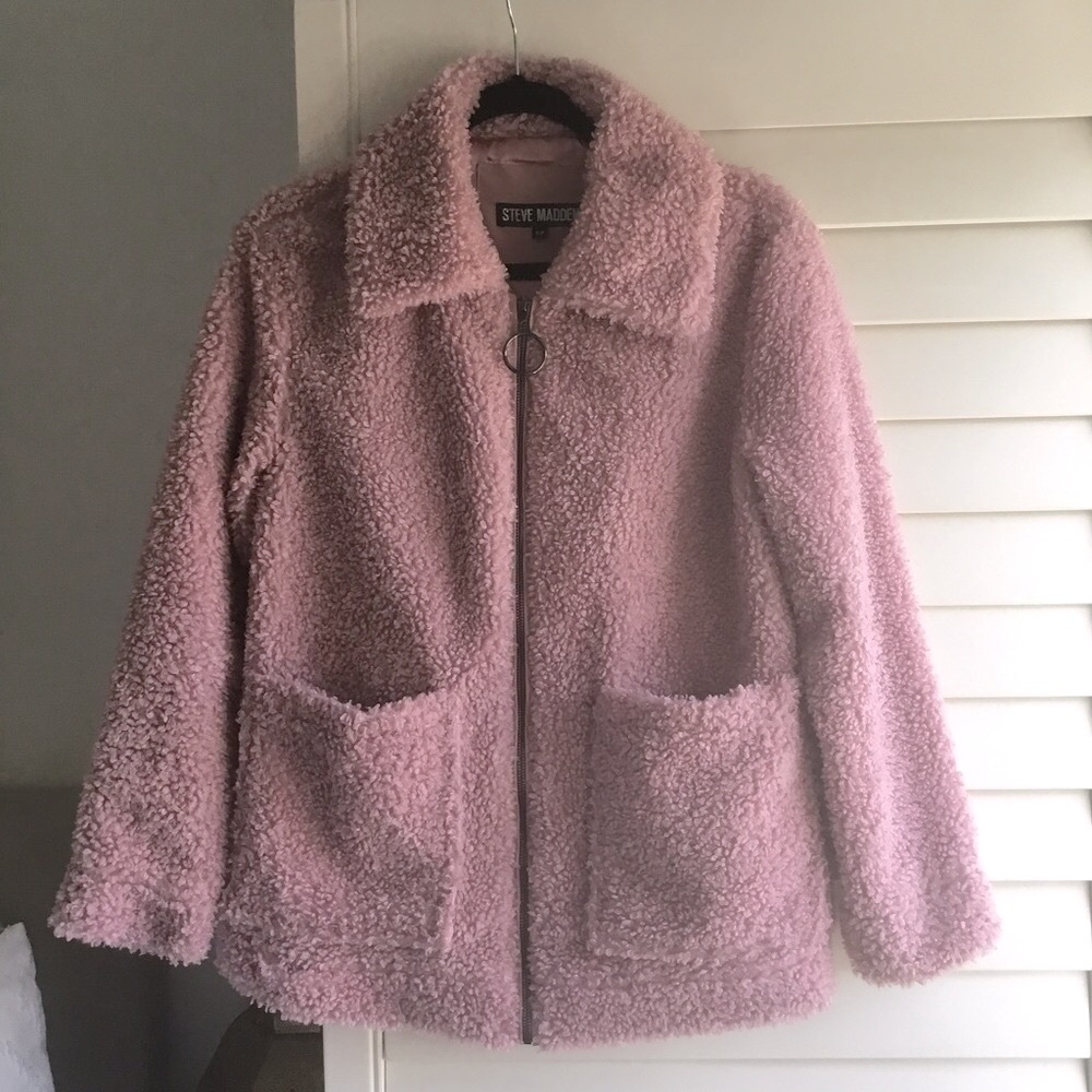 NWOT Steve Madden Sherpa Zip Jacket Sweater Fuzzy